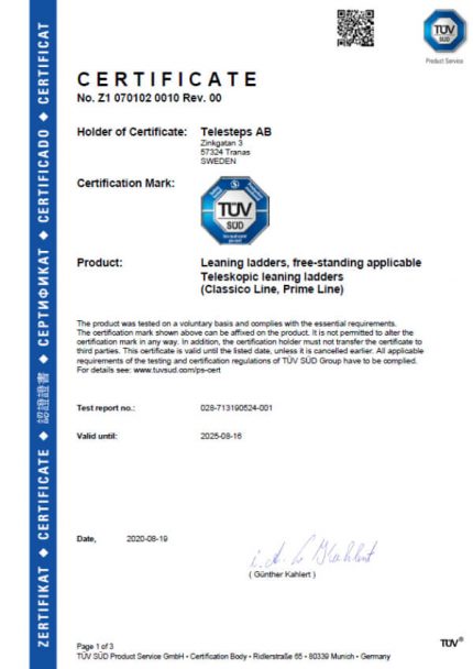 Telesteps Prime Line Certificate - Murdoch International