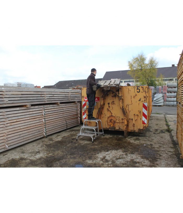Action shot of Krause 8050 machine step stool