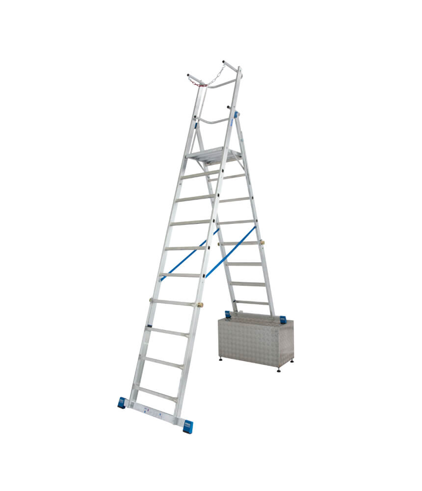 Krause Telescopic Platform Ladder on stair position