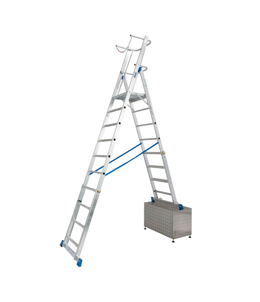 Krause Telescopic Platform Ladder on stair position