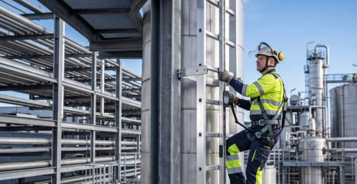 HYMER fixed ladder fall arrest rail